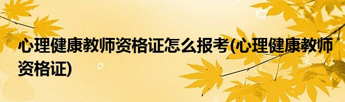 心理健康教师资格证怎么报考(心理健康教师资格证)