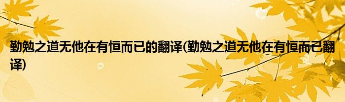 勤勉之道无他在有恒而已的翻译(勤勉之道无他在有恒而已翻译)