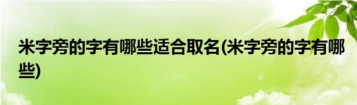 米字旁的字有哪些适合取名(米字旁的字有哪些)