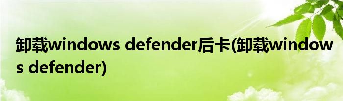 卸载windows defender后卡(卸载windows defender)