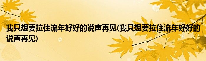 我只想要拉住流年好好的说声再见(我只想要拉住流年好好的说声再见)