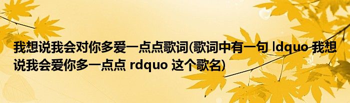 我想说我会对你多爱一点点歌词(歌词中有一句 ldquo 我想说我会爱你多一点点 rdquo 这个歌名)