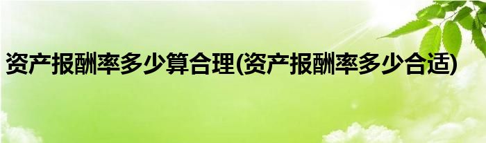 资产报酬率多少算合理(资产报酬率多少合适)