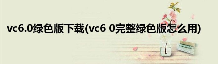 vc6.0绿色版下载(vc6 0完整绿色版怎么用)