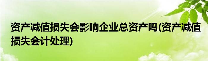 资产减值损失会影响企业总资产吗(资产减值损失会计处理)