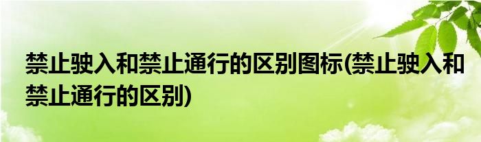 禁止驶入和禁止通行的区别图标(禁止驶入和禁止通行的区别)