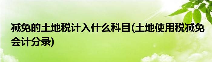 减免的土地税计入什么科目(土地使用税减免会计分录)