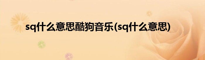 sq什么意思酷狗音乐(sq什么意思)