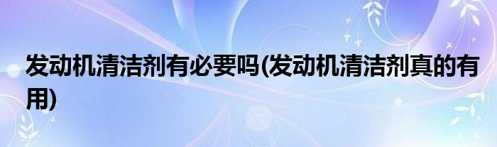 发动机清洁剂有必要吗(发动机清洁剂真的有用)