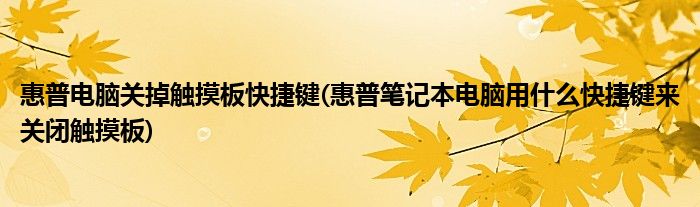 惠普电脑关掉触摸板快捷键(惠普笔记本电脑用什么快捷键来关闭触摸板)