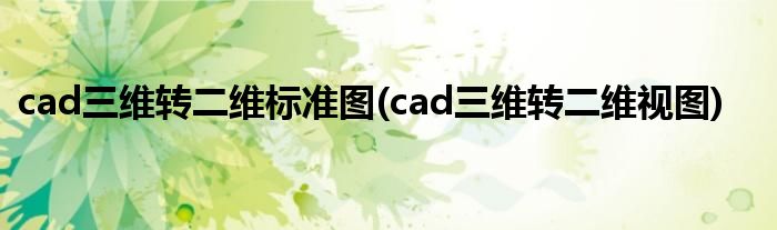 cad三维转二维标准图(cad三维转二维视图)