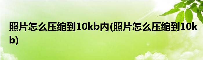 照片怎么压缩到10kb内(照片怎么压缩到10kb)