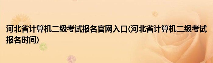 河北省计算机二级考试报名官网入口(河北省计算机二级考试报名时间)