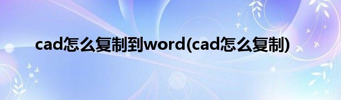 cad怎么复制到word(cad怎么复制)