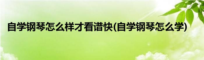 自学钢琴怎么样才看谱快(自学钢琴怎么学)