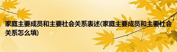 家庭主要成员和主要社会关系表述(家庭主要成员和主要社会关系怎么填)