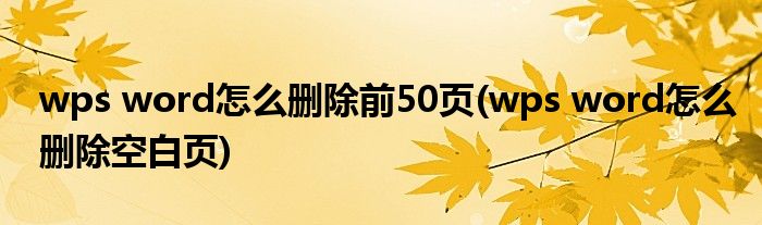 wps word怎么删除前50页(wps word怎么删除空白页)