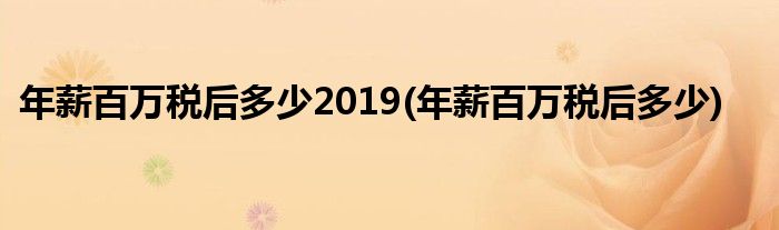 年薪百万税后多少2019(年薪百万税后多少)