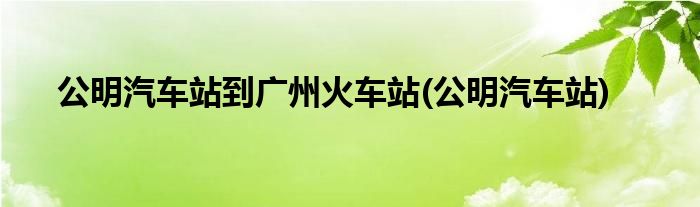 公明汽车站到广州火车站(公明汽车站)