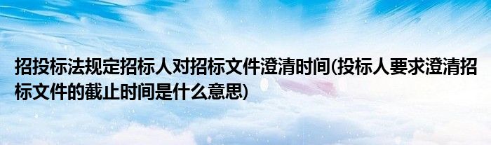 招投标法规定招标人对招标文件澄清时间(投标人要求澄清招标文件的截止时间是什么意思)