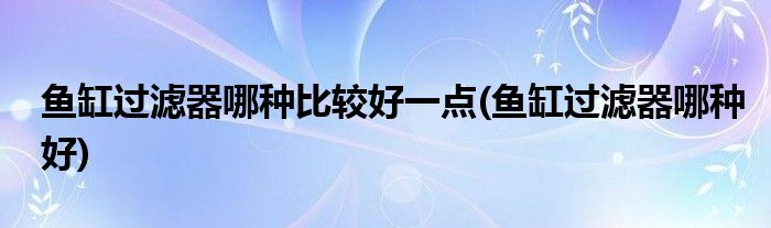 鱼缸过滤器哪种比较好一点(鱼缸过滤器哪种好)