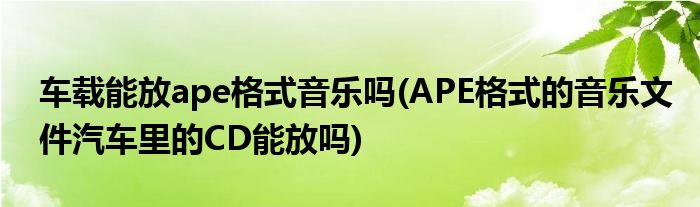 车载能放ape格式音乐吗(APE格式的音乐文件汽车里的CD能放吗)