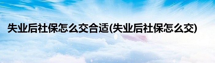 失业后社保怎么交合适(失业后社保怎么交)