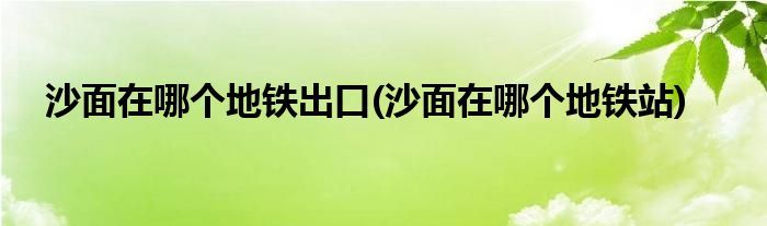 沙面在哪个地铁出口(沙面在哪个地铁站)