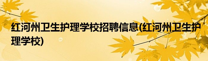 红河州卫生护理学校招聘信息(红河州卫生护理学校)