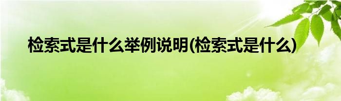 检索式是什么举例说明(检索式是什么)