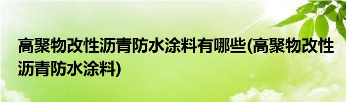 高聚物改性沥青防水涂料有哪些(高聚物改性沥青防水涂料)