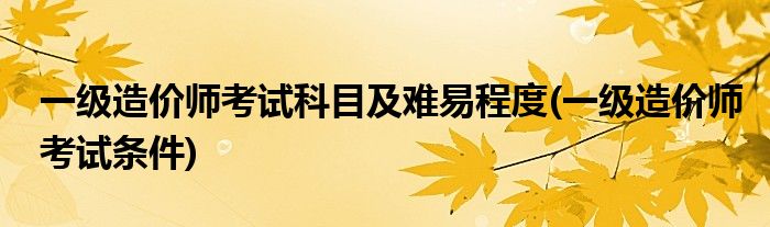 一级造价师考试科目及难易程度(一级造价师考试条件)