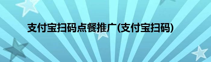 支付宝扫码点餐推广(支付宝扫码)