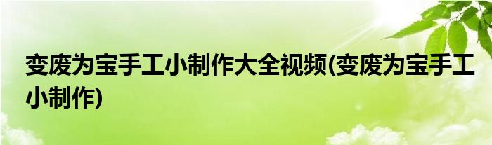 变废为宝手工小制作大全视频(变废为宝手工小制作)