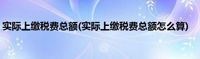 实际上缴税费总额(实际上缴税费总额怎么算)