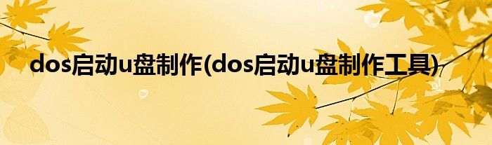 dos启动u盘制作(dos启动u盘制作工具)