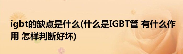 igbt的缺点是什么(什么是IGBT管 有什么作用 怎样判断好坏)