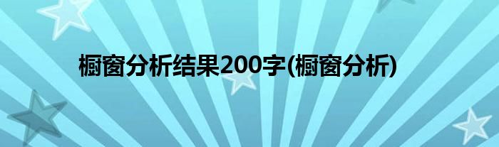 橱窗分析结果200字(橱窗分析)