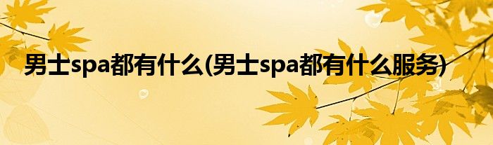 男士spa都有什么(男士spa都有什么服务)