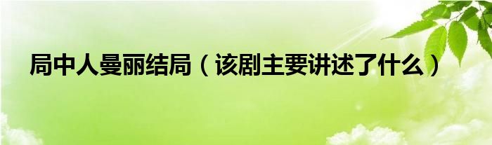 局中人曼丽结局（该剧主要讲述了什么）