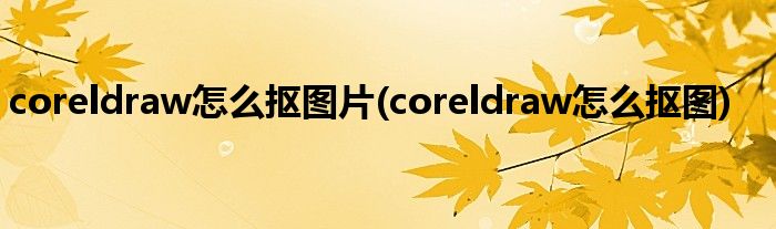 coreldraw怎么抠图片(coreldraw怎么抠图)