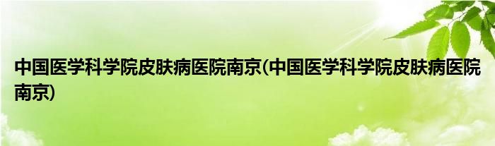 中国医学科学院皮肤病医院南京(中国医学科学院皮肤病医院南京)