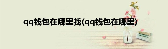 qq钱包在哪里找(qq钱包在哪里)