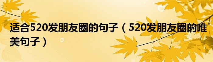 适合520发朋友圈的句子（520发朋友圈的唯美句子）