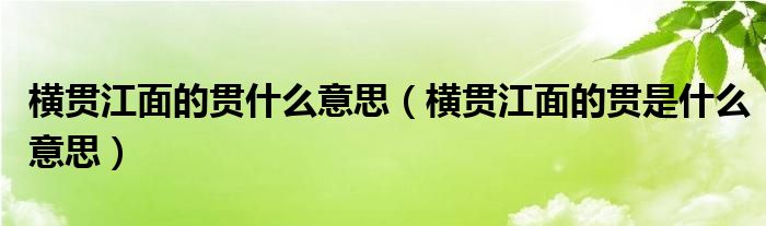 横贯江面的贯什么意思（横贯江面的贯是什么意思）