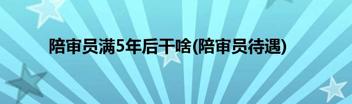 陪审员满5年后干啥(陪审员待遇)