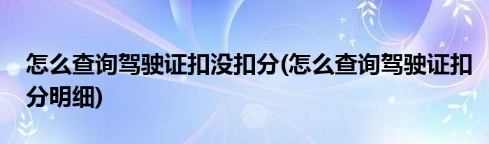 怎么查询驾驶证扣没扣分(怎么查询驾驶证扣分明细)