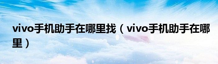 vivo手机助手在哪里找（vivo手机助手在哪里）