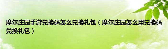 摩尔庄园手游兑换码怎么兑换礼包（摩尔庄园怎么用兑换码兑换礼包）