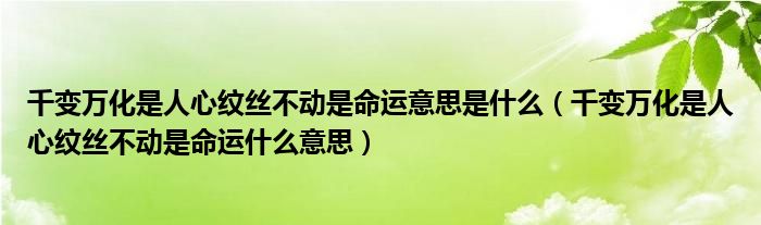 千变万化是人心纹丝不动是命运意思是什么（千变万化是人心纹丝不动是命运什么意思）